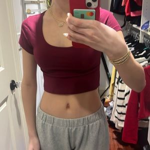 Maroon crop top, baby tee, size small